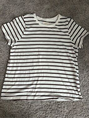 Thread & Supply White Tee with Brown Stripes